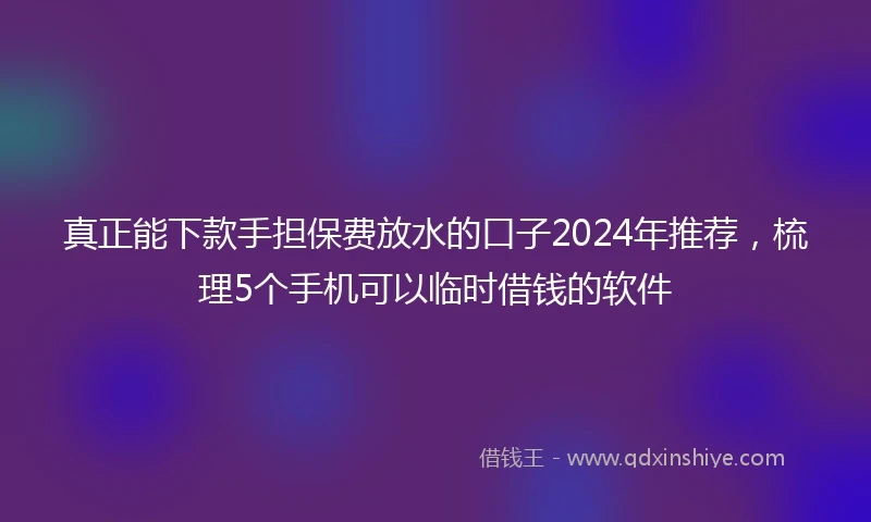真正能下款手担保费放水的口子2024年推荐，梳理5个手机可以临时借钱的软件