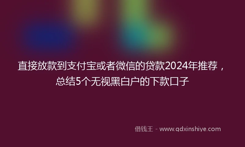 直接放款到支付宝或者微信的贷款2024年推荐，总结5个无视黑白户的下款口子