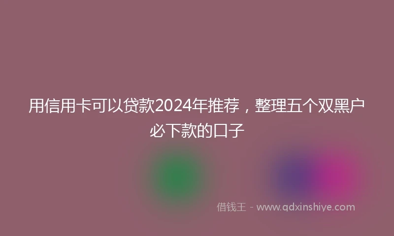 用信用卡可以贷款2024年推荐,整理五个双黑户必下款的口子