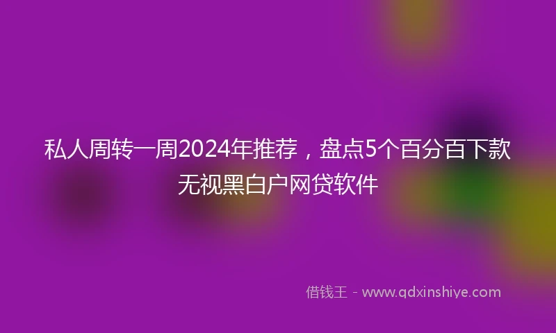 私人周转一周2024年推荐，盘点5个百分百下款无视黑白户网贷软件
