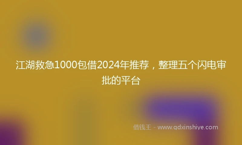 江湖救急1000包借2024年推荐，整理五个闪电审批的平台