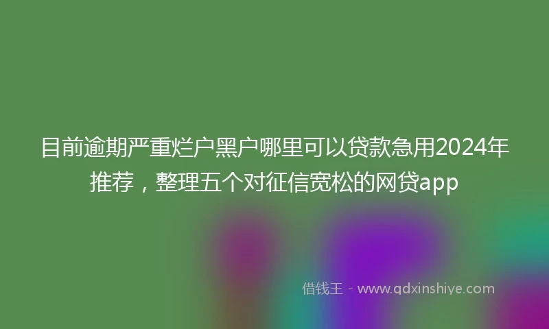 目前逾期严重烂户黑户哪里可以贷款急用2024年推荐，整理五个对征信宽松的网贷app