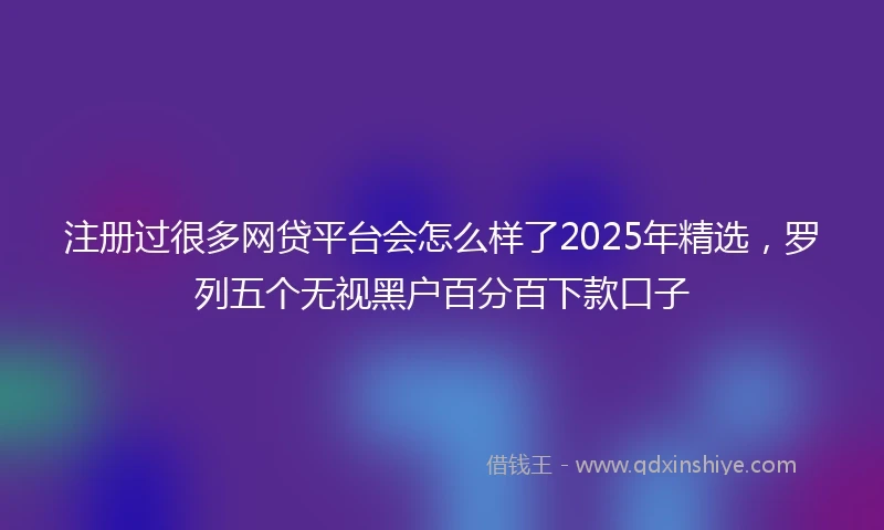 注册过很多网贷平台会怎么样了2025年精选，罗列五个无视黑户百分百下款口子