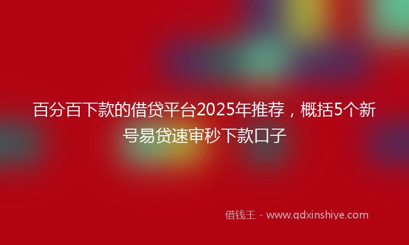 百分百下款的借贷平台2025年推荐，概括5个新号易贷速审秒下款口子