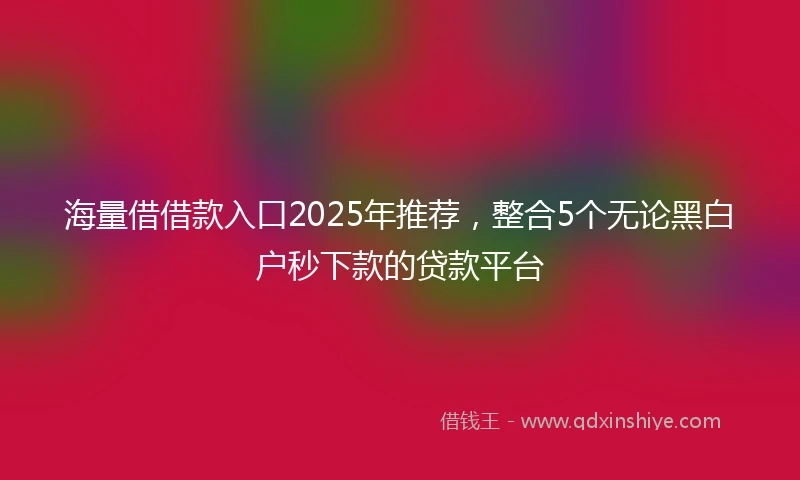 海量借借款入口2025年推荐，整合5个无论黑白户秒下款的贷款平台