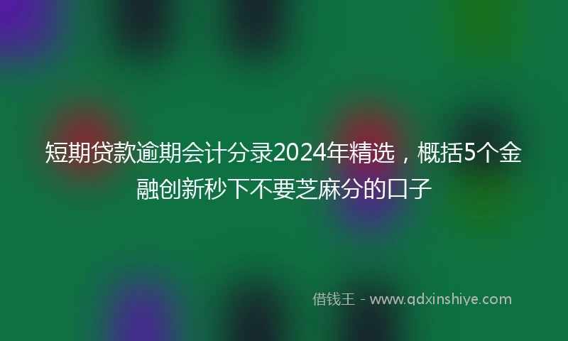 短期贷款逾期会计分录2024年精选，概括5个金融创新秒下不要芝麻分的口子