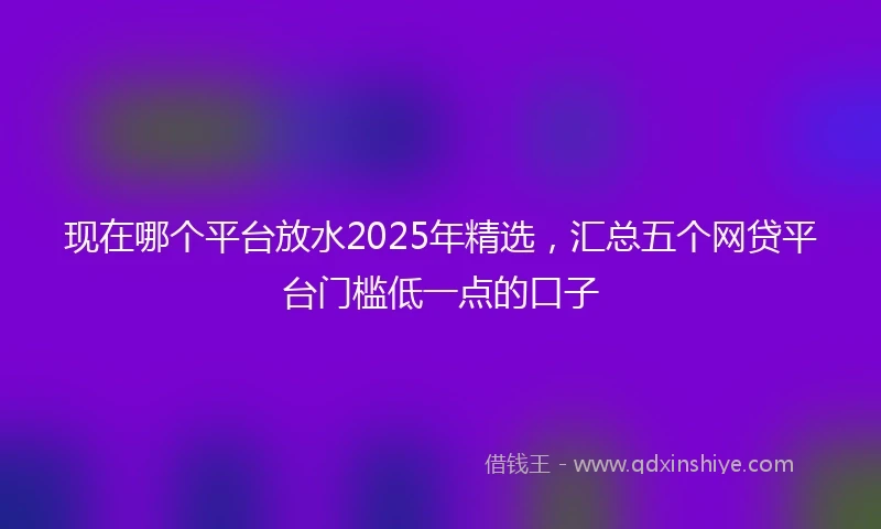 现在哪个平台放水2025年精选,汇总五个网贷平台门槛低一点的口子
