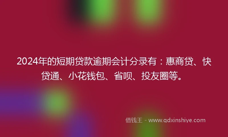 2024年的短期贷款逾期会计分录有：惠商贷、快贷通、小花钱包、省呗、投友圈等。