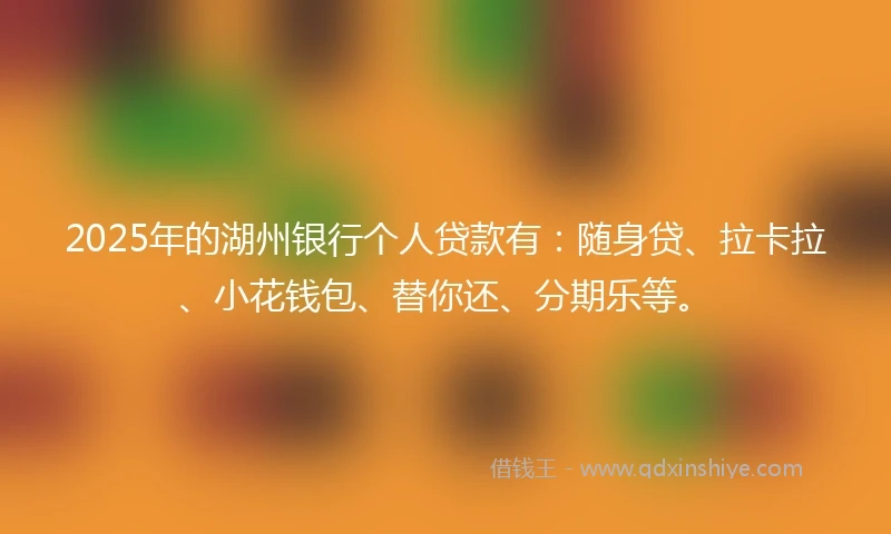 2025年的湖州银行个人贷款有：随身贷、拉卡拉、小花钱包、替你还、分期乐等。
