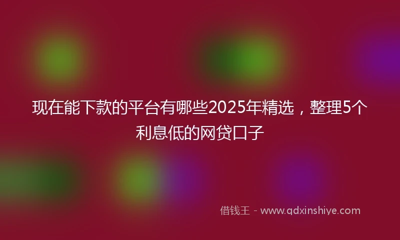 现在能下款的平台有哪些2025年精选，整理5个利息低的网贷口子