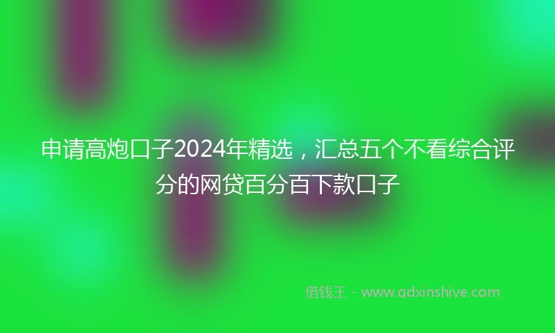 申请高炮口子2024年精选，汇总五个不看综合评分的网贷百分百下款口子