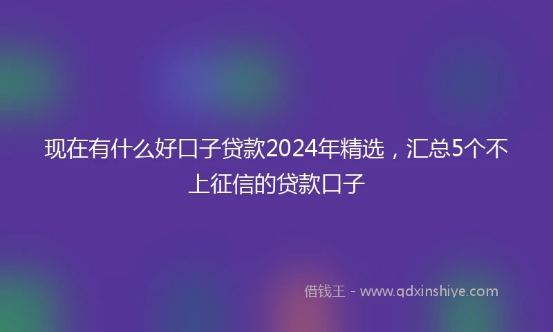现在有什么好口子贷款2024年精选，汇总5个不上征信的贷款口子