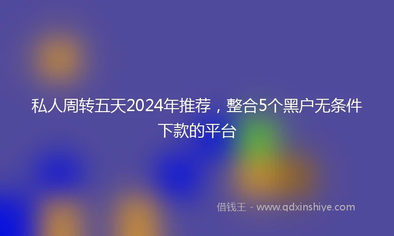 私人周转五天2024年推荐，整合5个黑户无条件下款的平台
