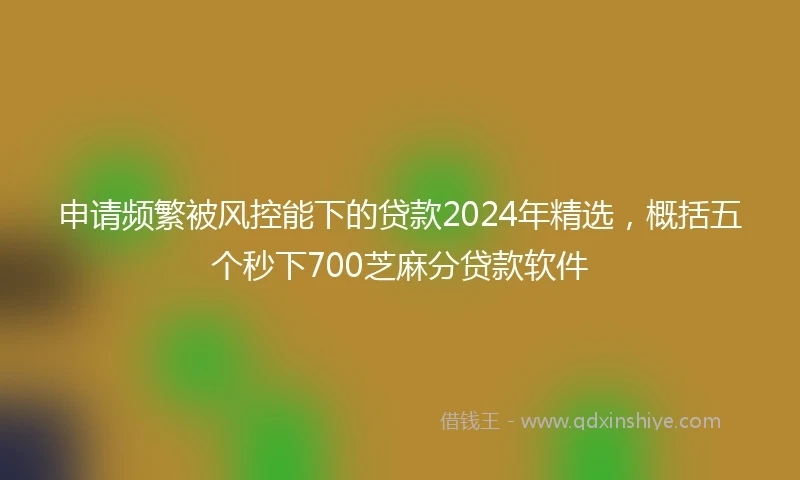 申请频繁被风控能下的贷款2024年精选，概括五个秒下700芝麻分贷款软件