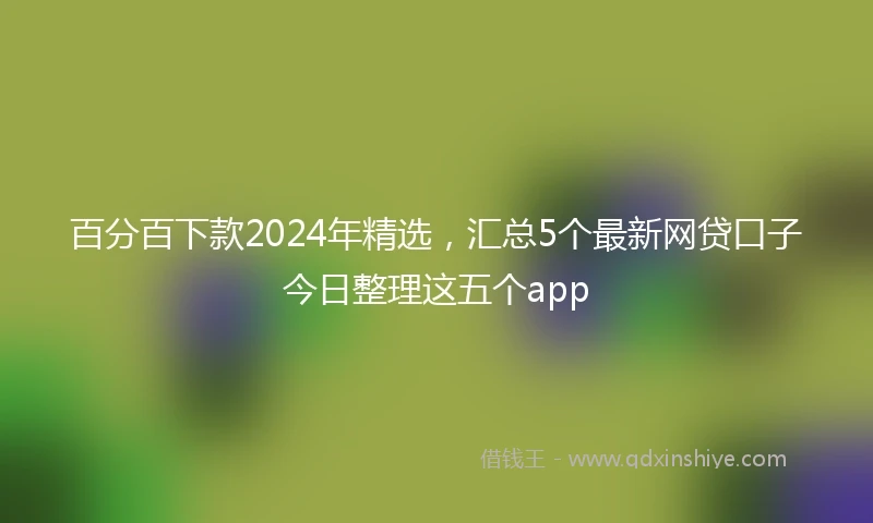 百分百下款2024年精选，汇总5个最新网贷口子今日整理这五个app