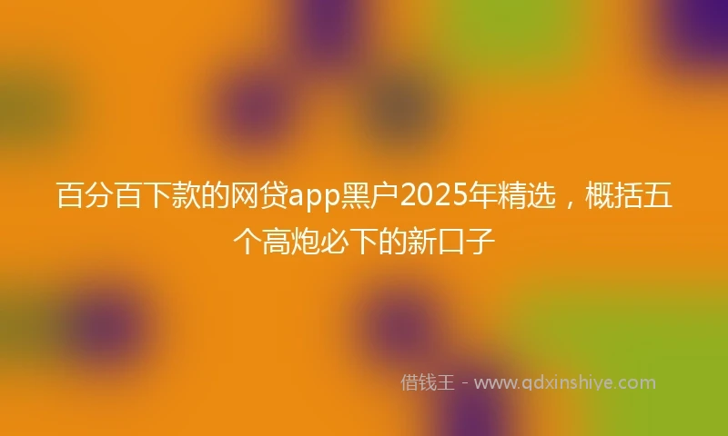 百分百下款的网贷app黑户2025年精选，概括五个高炮必下的新口子
