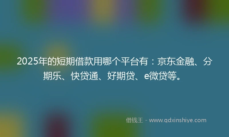 2025年的短期借款用哪个平台有：京东金融、分期乐、快贷通、好期贷、e微贷等。
