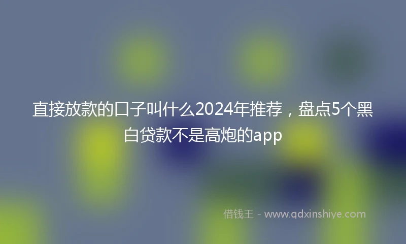 直接放款的口子叫什么2024年推荐，盘点5个黑白贷款不是高炮的app