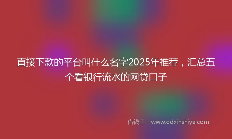直接下款的平台叫什么名字2025年推荐，汇总五个看银行流水的网贷口子