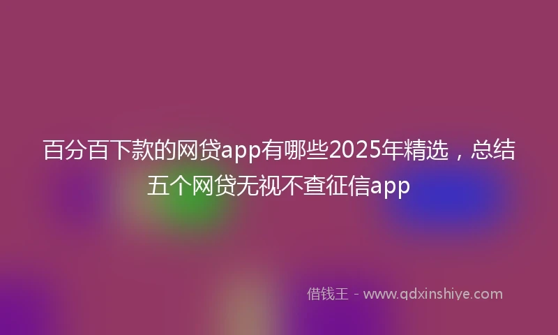 百分百下款的网贷app有哪些2025年精选，总结五个网贷无视不查征信app