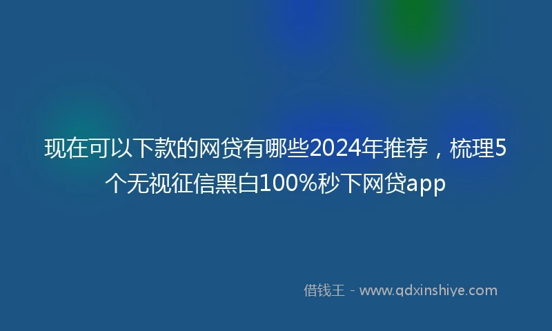 现在可以下款的网贷有哪些2024年推荐，梳理5个无视征信黑白100%秒下网贷app