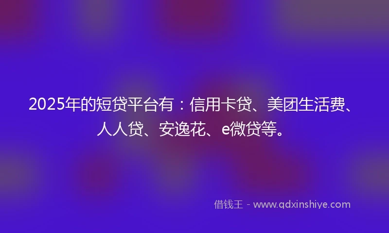 2025年的短贷平台有:信用卡贷、美团生活费、人人贷、安逸花、e微贷等。