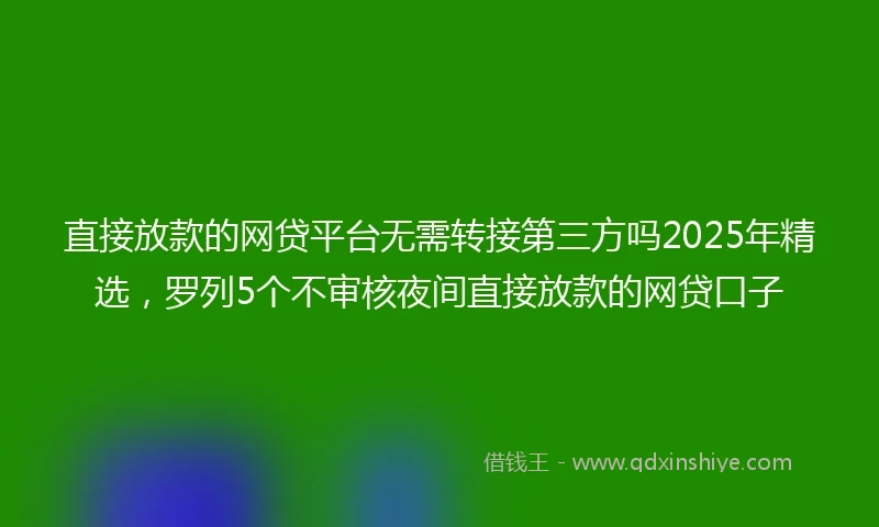 直接放款的网贷平台无需转接第三方吗2025年精选，罗列5个不审核夜间直接放款的网贷口子