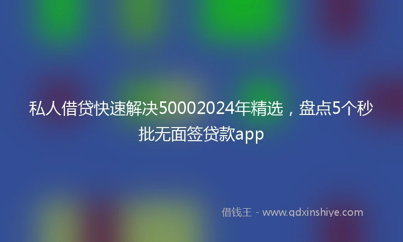 私人借贷快速解决50002024年精选，盘点5个秒批无面签贷款app