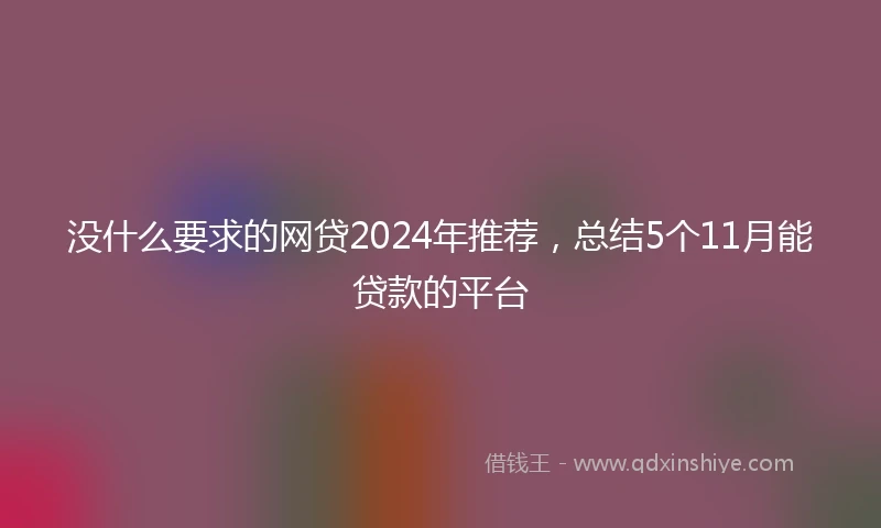 没什么要求的网贷2024年推荐，总结5个11月能贷款的平台