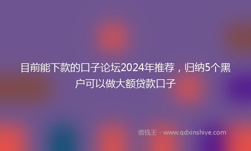 目前能下款的口子论坛2024年推荐，归纳5个黑户可以做大额贷款口子