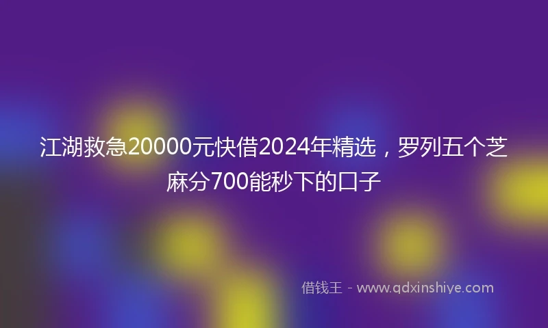 江湖救急20000元快借2024年精选，罗列五个芝麻分700能秒下的口子