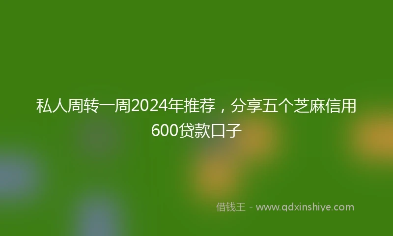 私人周转一周2024年推荐，分享五个芝麻信用600贷款口子