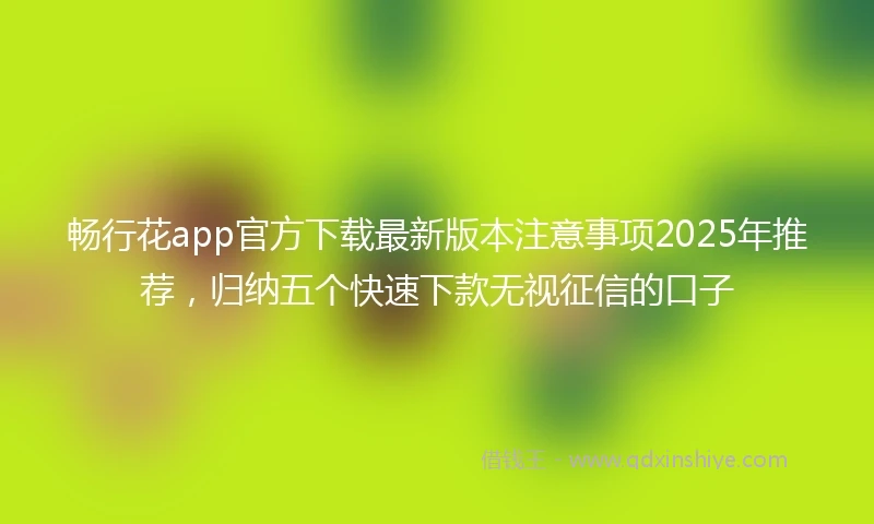 畅行花app官方下载最新版本注意事项2025年推荐，归纳五个快速下款无视征信的口子