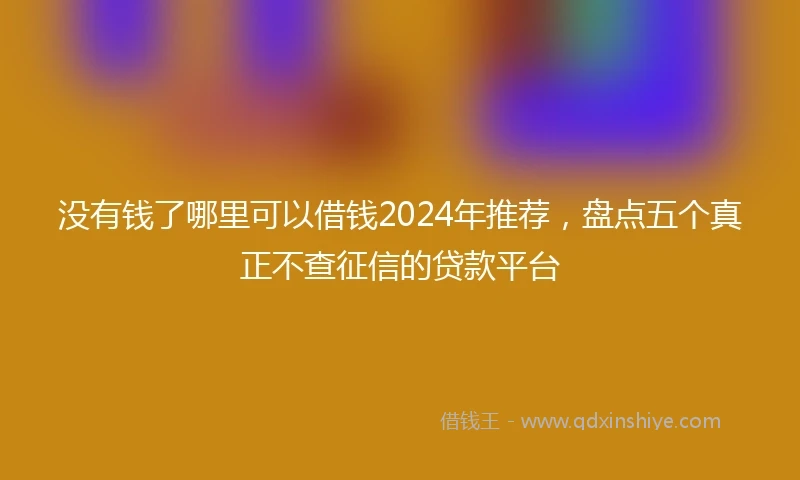 没有钱了哪里可以借钱2024年推荐，盘点五个真正不查征信的贷款平台