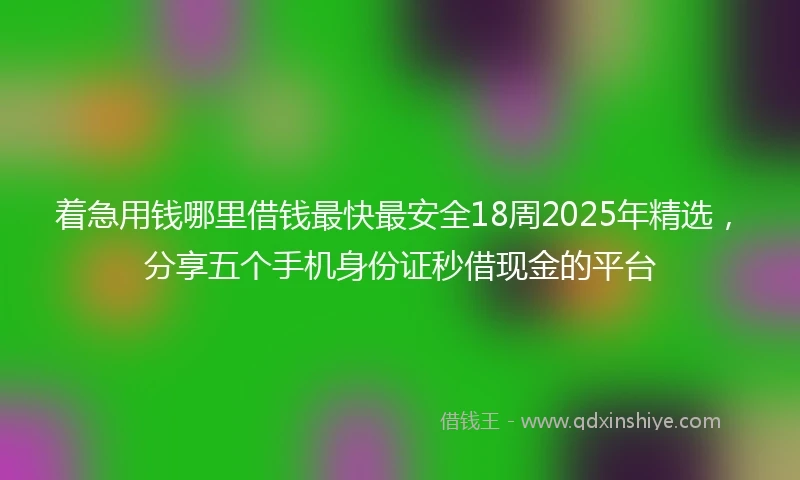 着急用钱哪里借钱最快最安全18周2025年精选，分享五个手机身份证秒借现金的平台