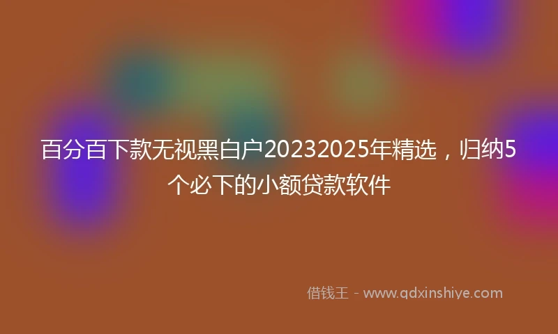 百分百下款无视黑白户20232025年精选，归纳5个必下的小额贷款软件