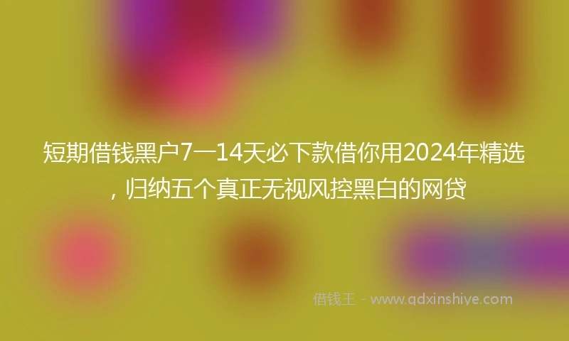 短期借钱黑户7一14天必下款借你用2024年精选，归纳五个真正无视风控黑白的网贷