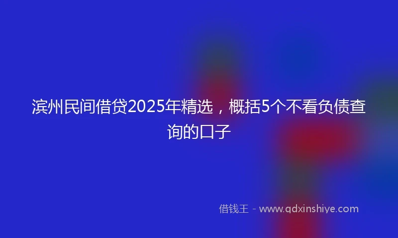 滨州民间借贷2025年精选，概括5个不看负债查询的口子