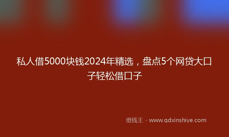 私人借5000块钱2024年精选，盘点5个网贷大口子轻松借口子