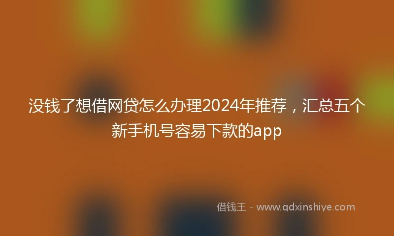 没钱了想借网贷怎么办理2024年推荐，汇总五个新手机号容易下款的app