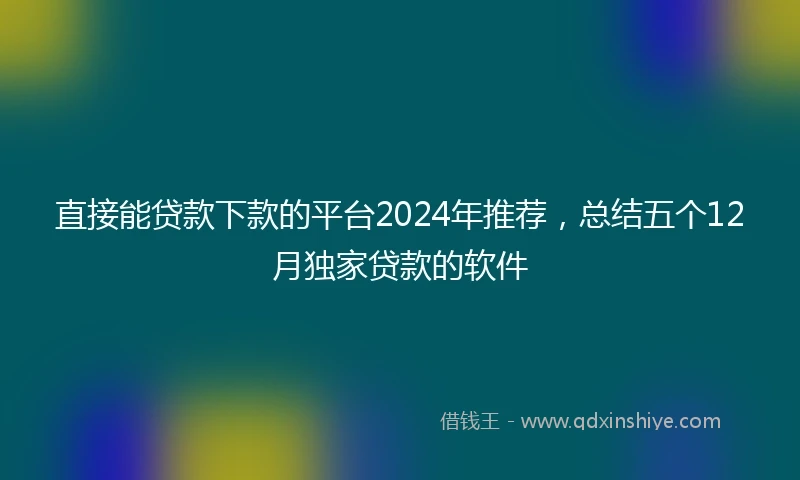 直接能贷款下款的平台2024年推荐，总结五个12月独家贷款的软件