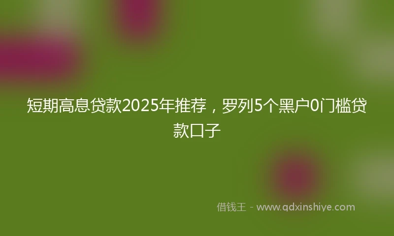 短期高息贷款2025年推荐，罗列5个黑户0门槛贷款口子