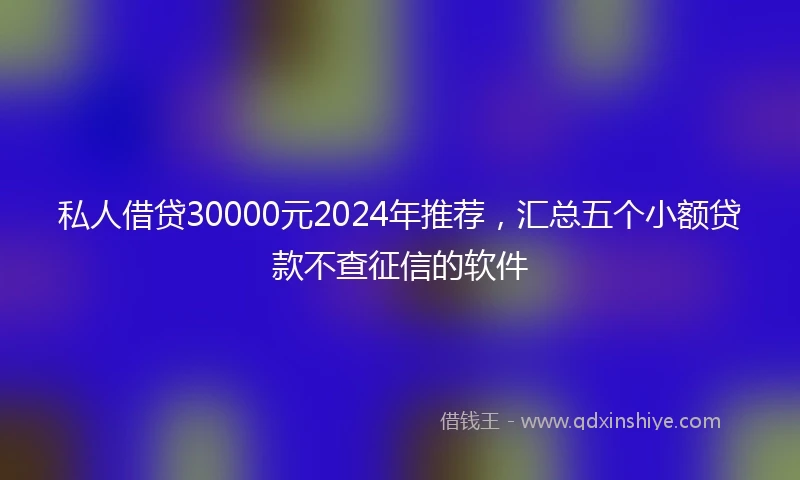 私人借贷30000元2024年推荐，汇总五个小额贷款不查征信的软件