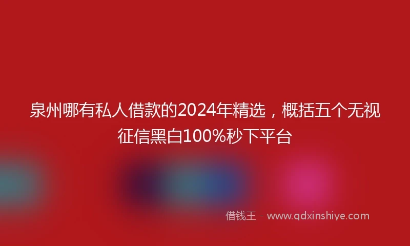 泉州哪有私人借款的2024年精选，概括五个无视征信黑白100%秒下平台