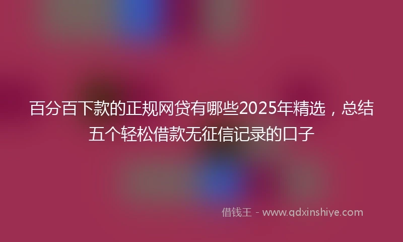 百分百下款的正规网贷有哪些2025年精选，总结五个轻松借款无征信记录的口子