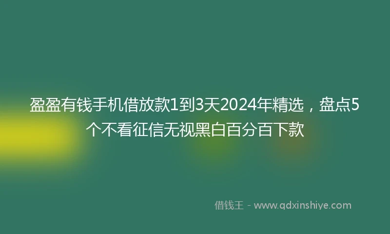 盈盈有钱手机借放款1到3天2024年精选，盘点5个不看征信无视黑白百分百下款