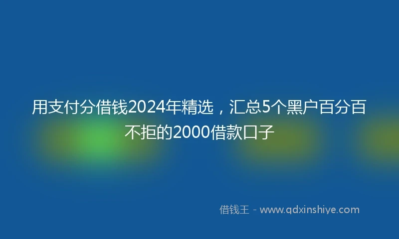 用支付分借钱2024年精选，汇总5个黑户百分百不拒的2000借款口子