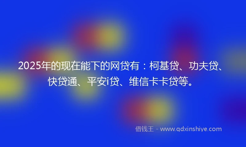 2025年的现在能下的网贷有：柯基贷、功夫贷、快贷通、平安i贷、维信卡卡贷等。