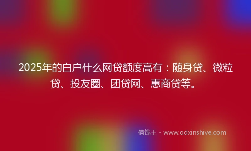 2025年的白户什么网贷额度高有：随身贷、微粒贷、投友圈、团贷网、惠商贷等。