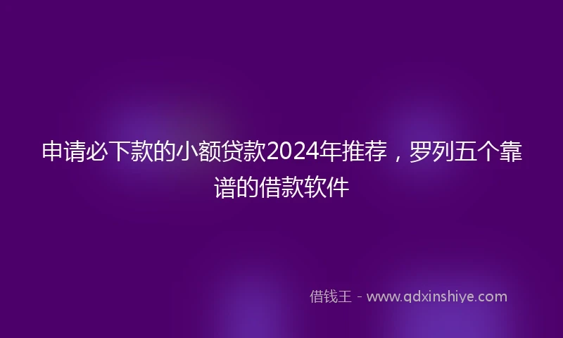 申请必下款的小额贷款2024年推荐，罗列五个靠谱的借款软件
